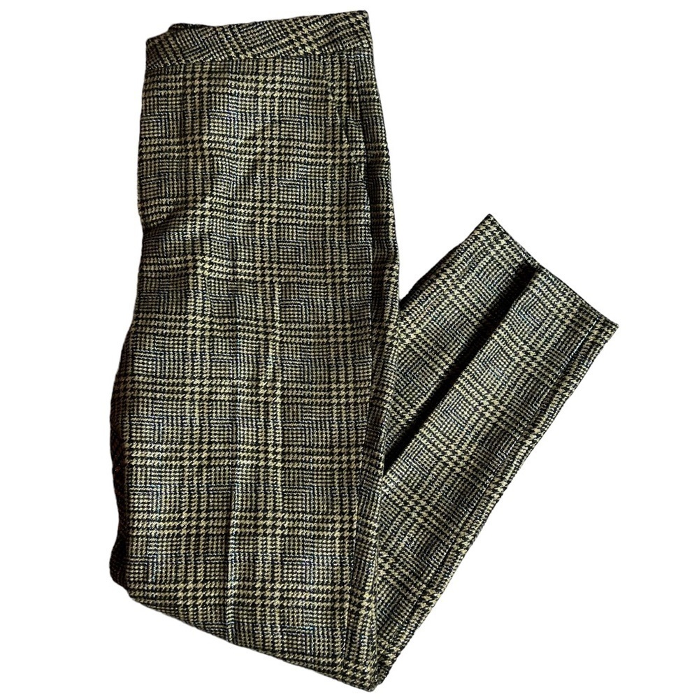 L'AGENCE Foil Plaid Straight Leg Trouser, NWT, Small